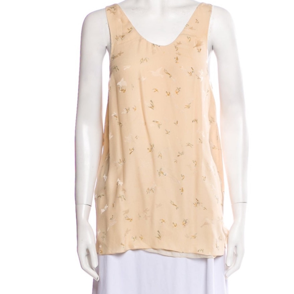 Chloe Light Tan Floral Tunic Silk 34 XS